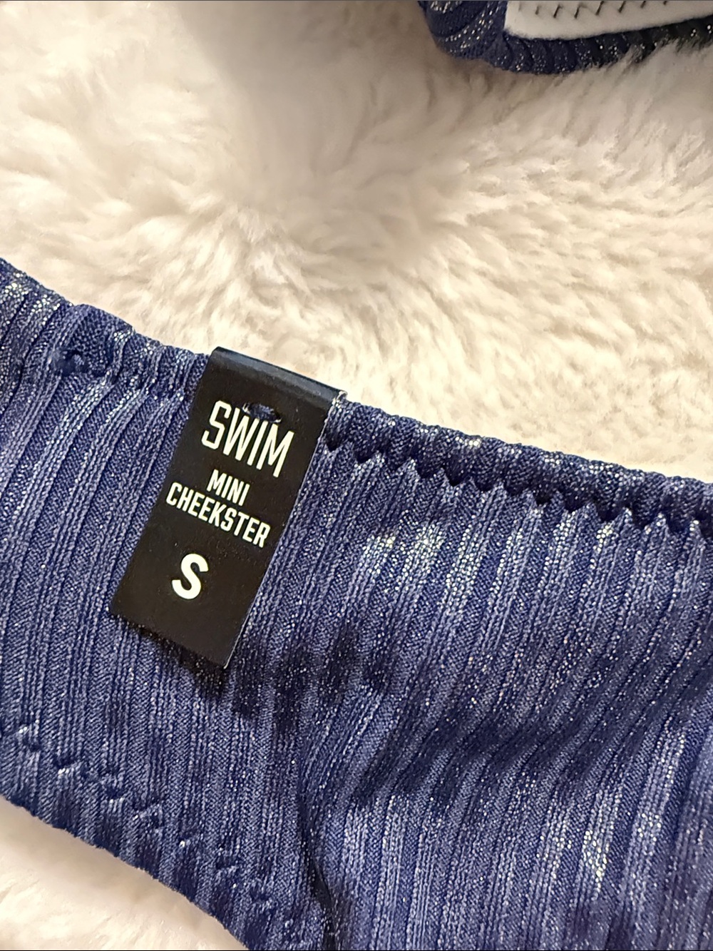 PINK Victoria's Secret Shimmery Navy Ribbed Bikini - Picture 7 of 7